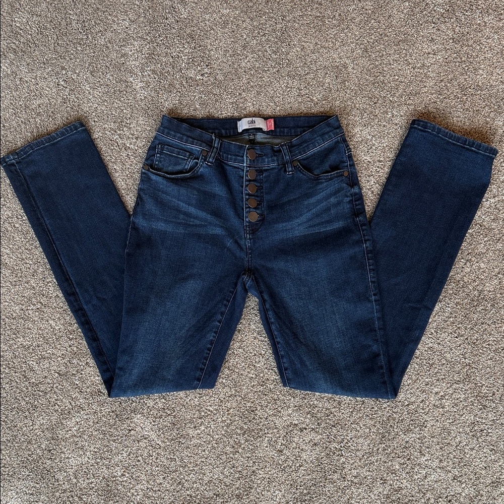 CAbi Mid Rise Dark Blue Women's size 4 Button fly straight leg jeans